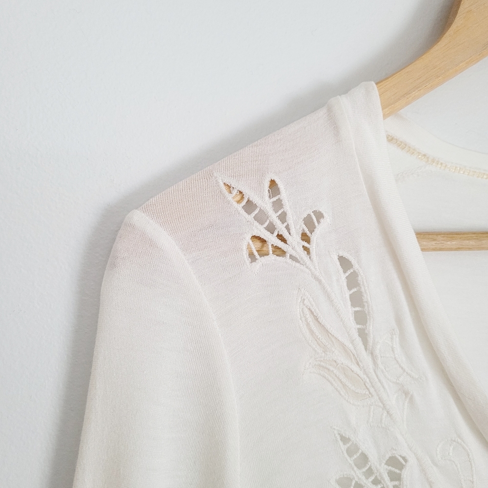 Wilfred | Cream Crochet Lace High Low V Neck Tunic Blouse - XS - Picture 5 of 13